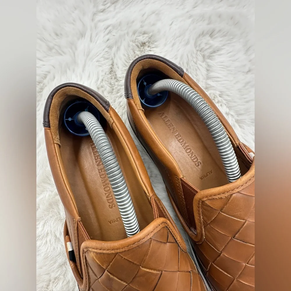 Allen Edmonds Mens Alpha Woven Lugg Brown Leather‎ White Sole Shoe Size 9